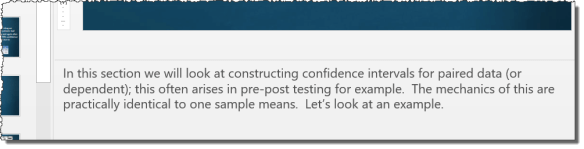 Image of the commenting field in a PowerPoint
