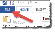 In Microsoft Word select "File" in the upper left hand corner.